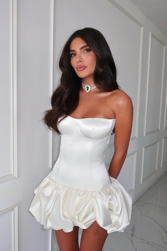 Strapless Ruched A-Line Party Dress - View 2