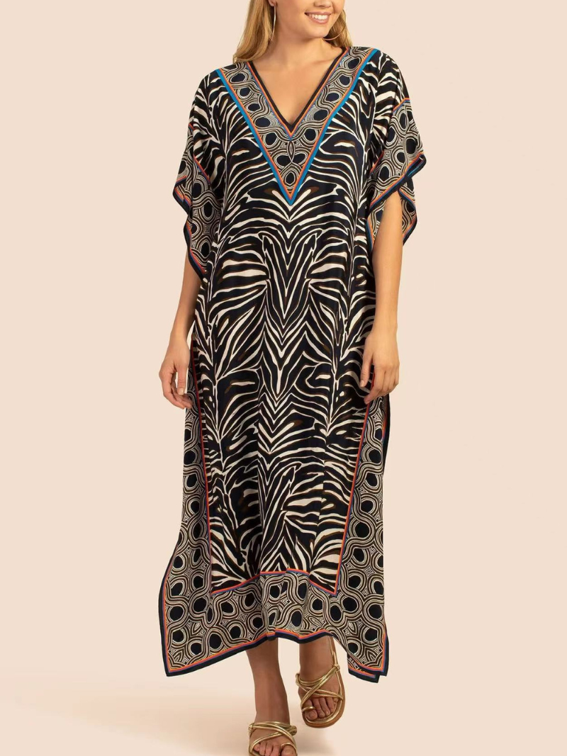 Game Of Love V-neck Kaftan Dress - Fashionpara