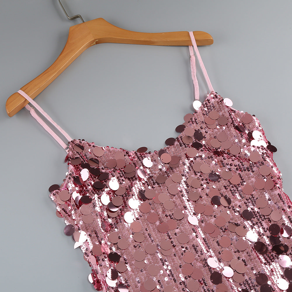 Paillette Sequin V-Neck Bodycon Mini Dress