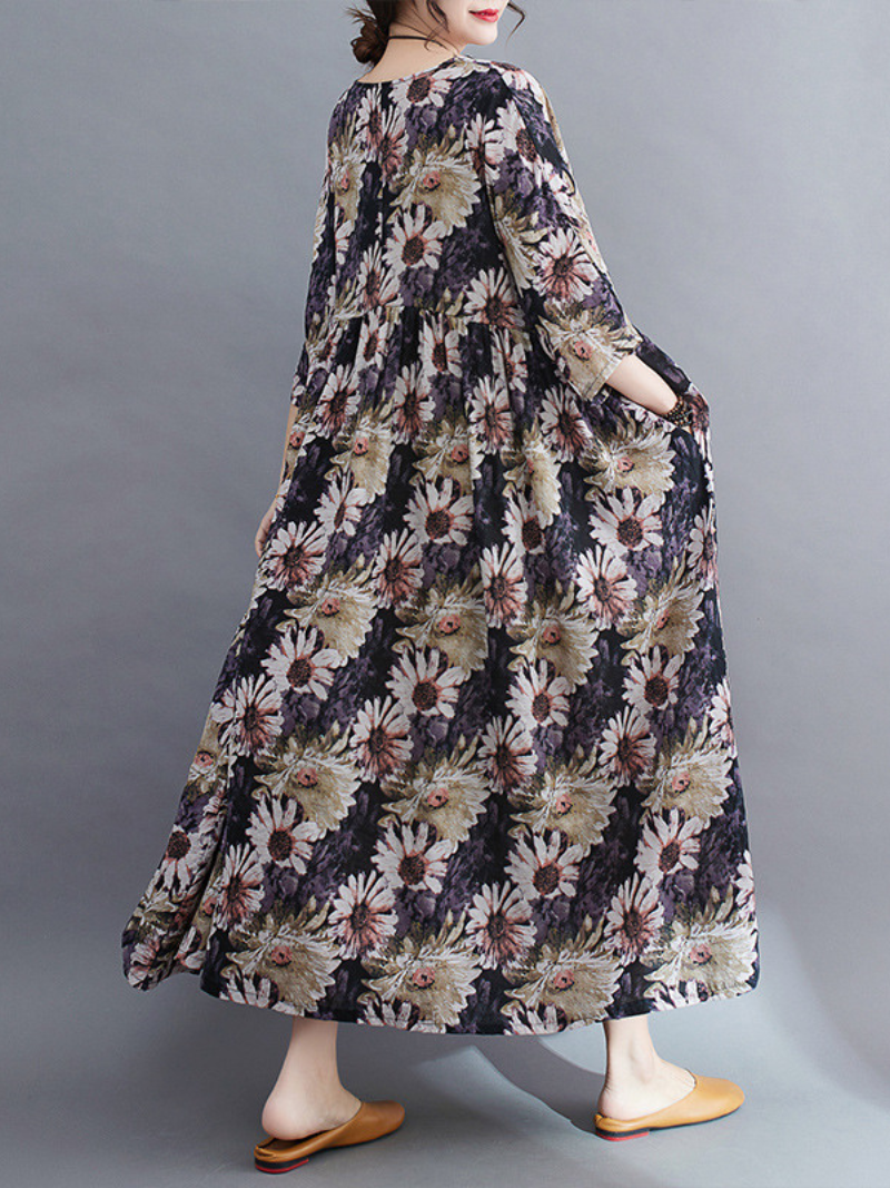 Beauty Queen Round Neck Smock Dress - Fashionpara
