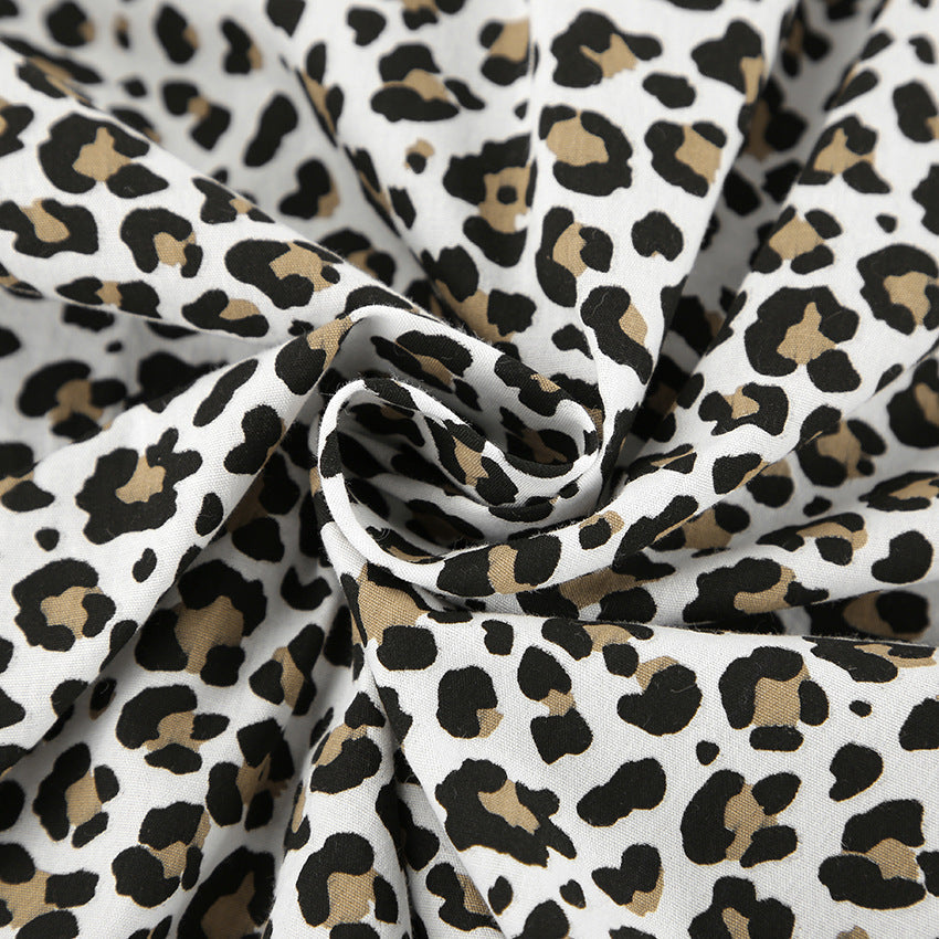 Leopard-Print Collared Long-Sleeve Tiered Mini Dress 19