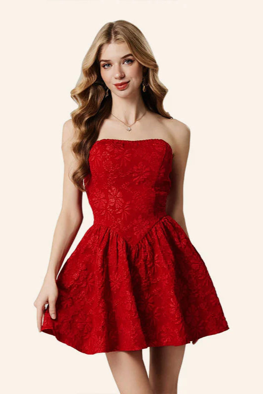 Sexy Off-Shoulder Cinched Waist Floral Puff Party Dress