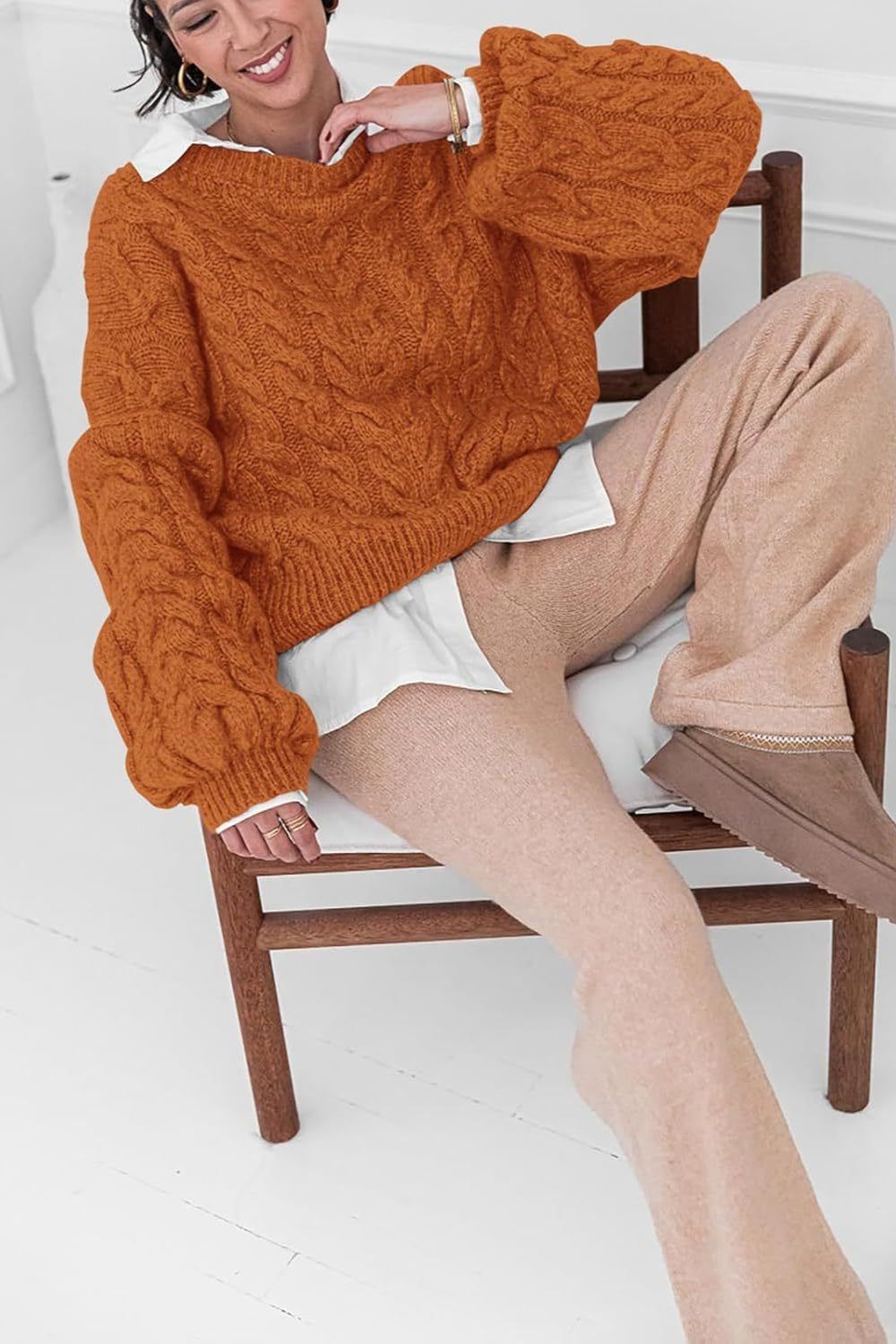 PrincessAce Vintage Chunky Knit Cable Sweater for Comfort