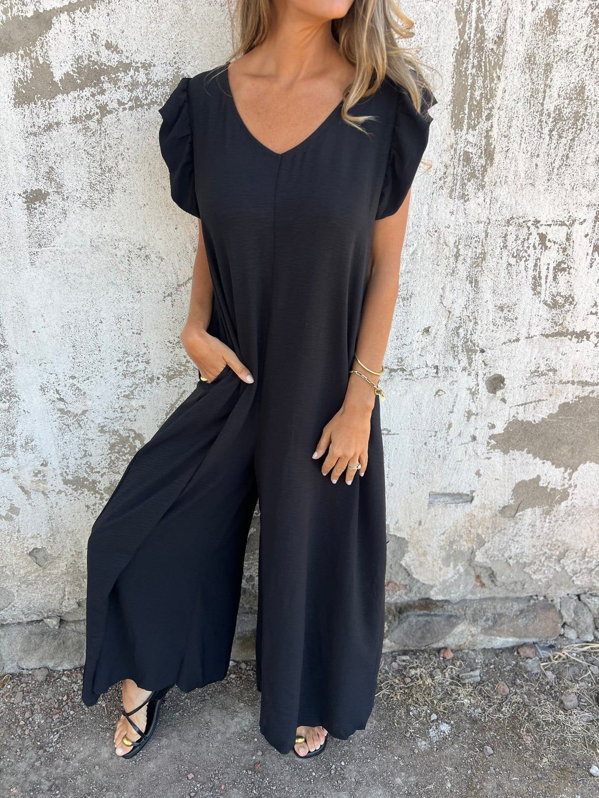 Leopard Print V-Neck Ruffle Sleeve Pocket Maxi Dress 17