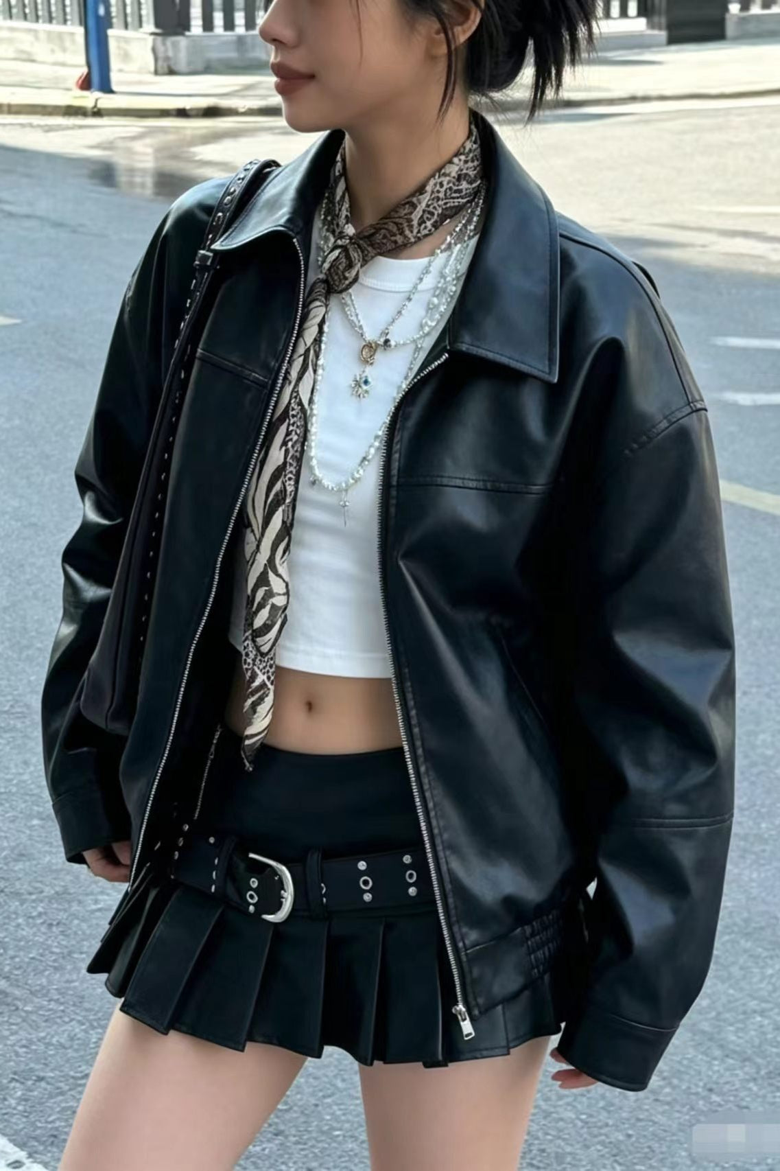 Vintage Faux-Leather Zip Jacket 5