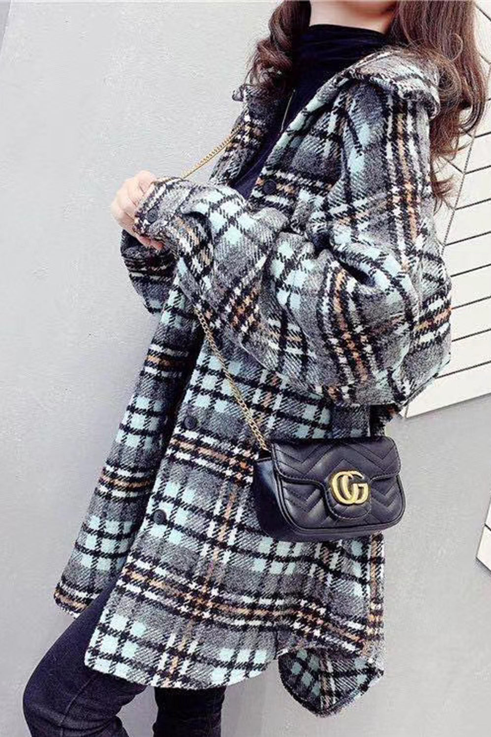 RadyRin Vintage Plaid Fleece Coat for Stylish Warmth