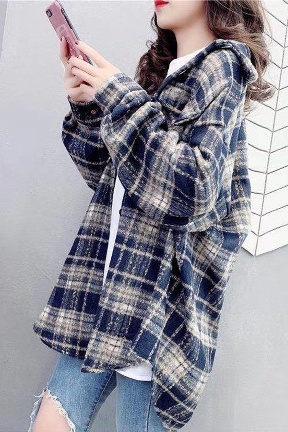RadyRin Vintage Plaid Fleece Coat for Stylish Warmth
