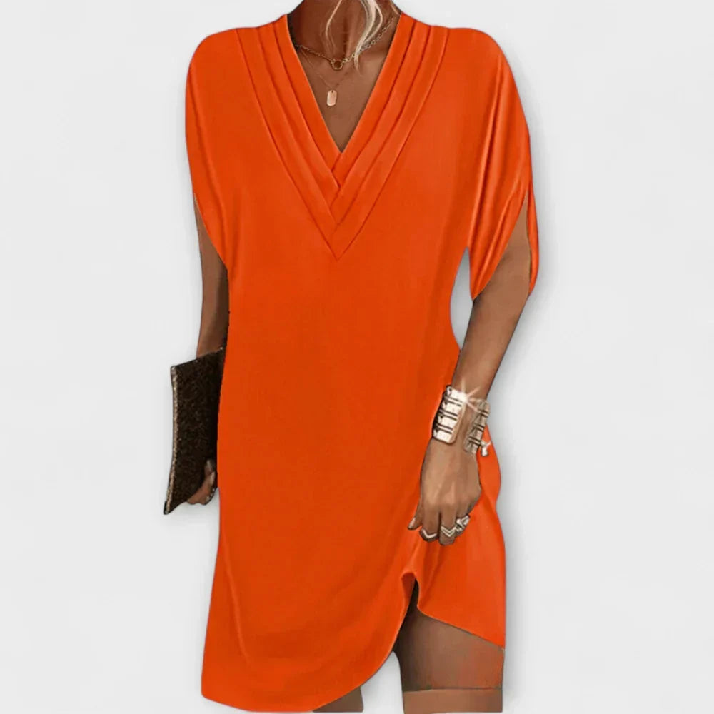 V-Neck Cap Sleeve Shift Mini Dress 5