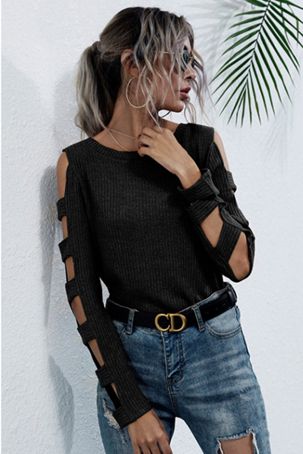 RadyRin Stylish Round Neck Long-Sleeved Sweater for Comfort