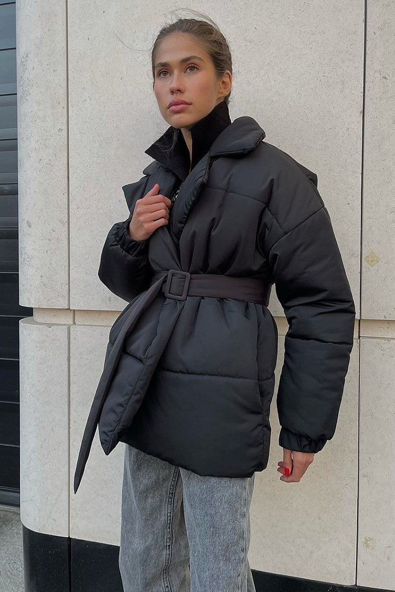 Solid Color Slim Fit Cotton Coat