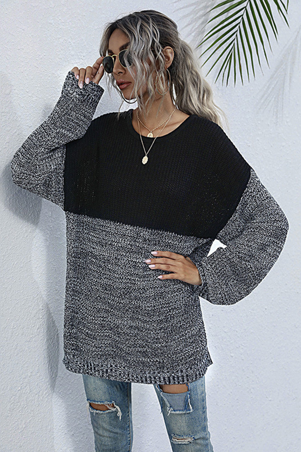 RadyRin Cozy Loose Fit Round Neck Sweater for All-Day Comfort