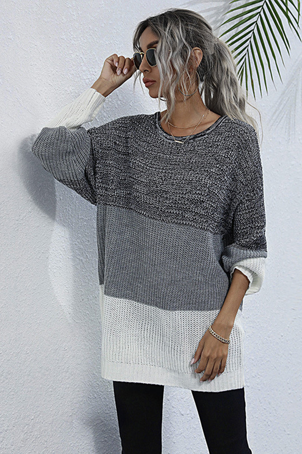 RadyRin Round Neck Pullover Sweater for Effortless Style