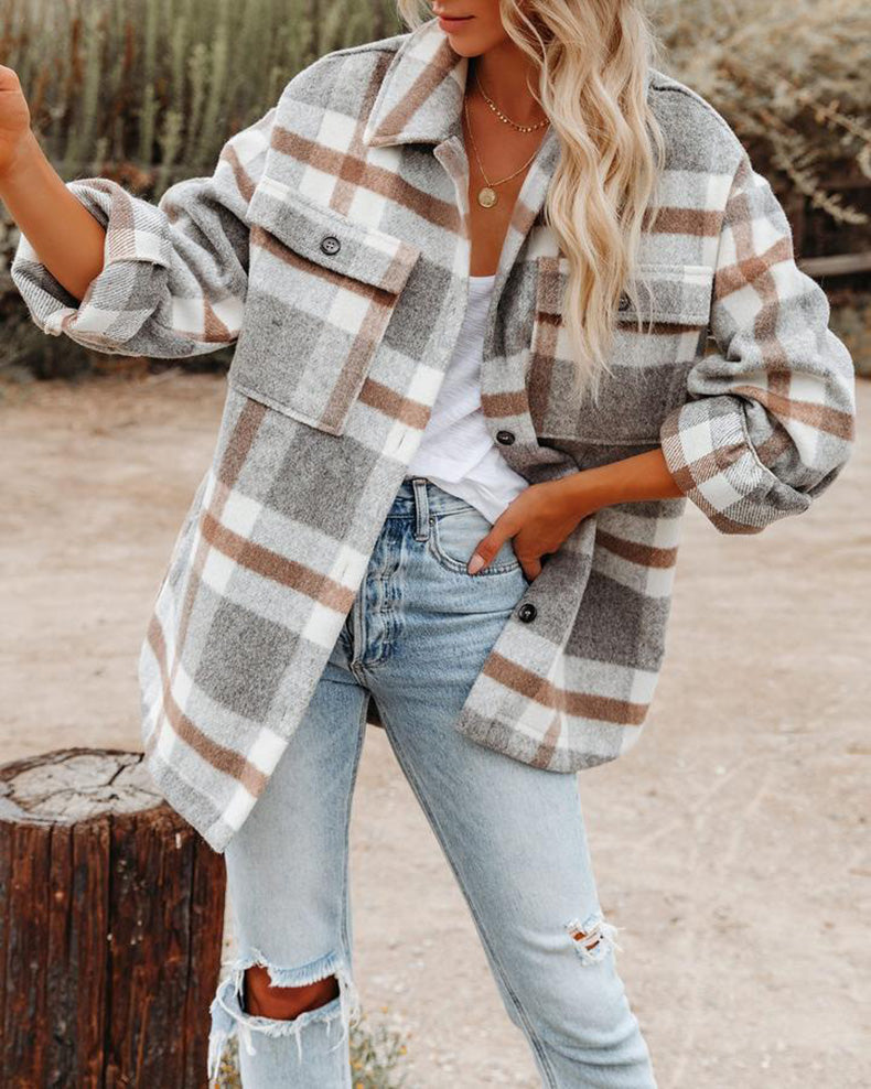 ShoptheCIC Vintage Plaid Tweed Coat for Timeless Style