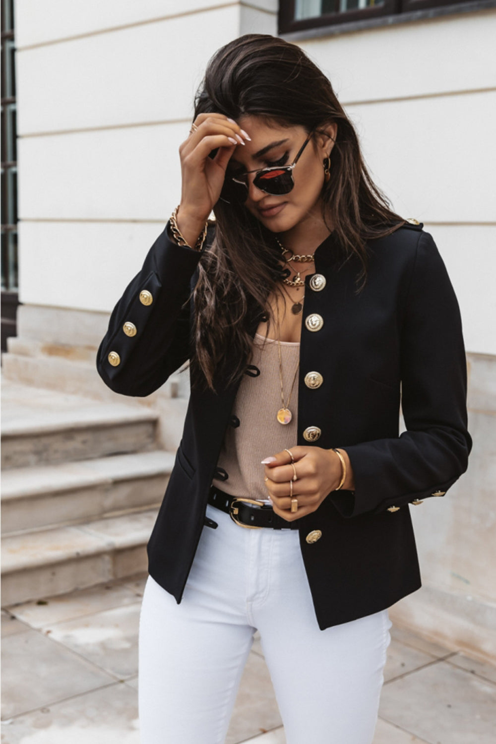 Tailored Long Sleeve Suit Jacket for Elegant Professional Style