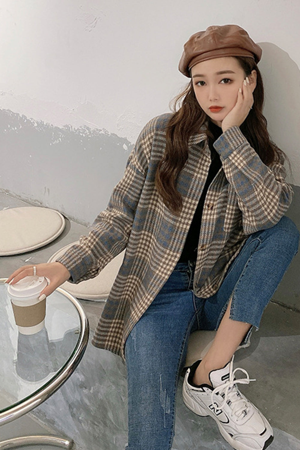 Frayed Hem Plaid Flannel Coat for Effortless Style