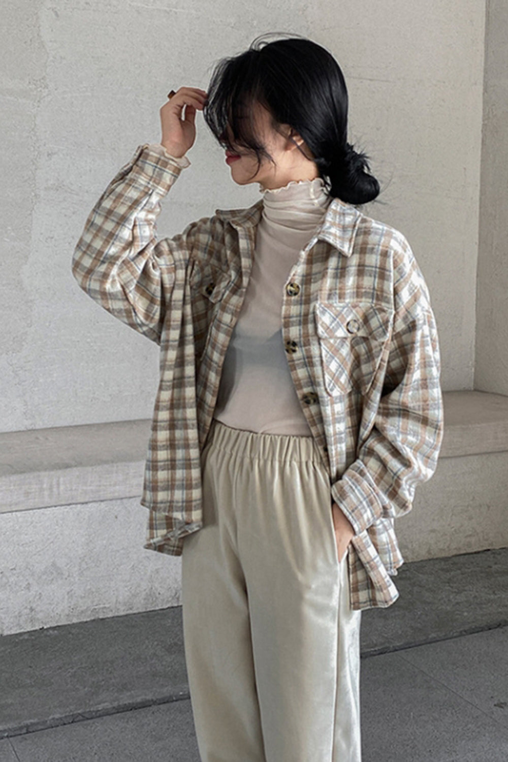 Thickened Vintage Flannel Plaid Coat for Warm Winter Style