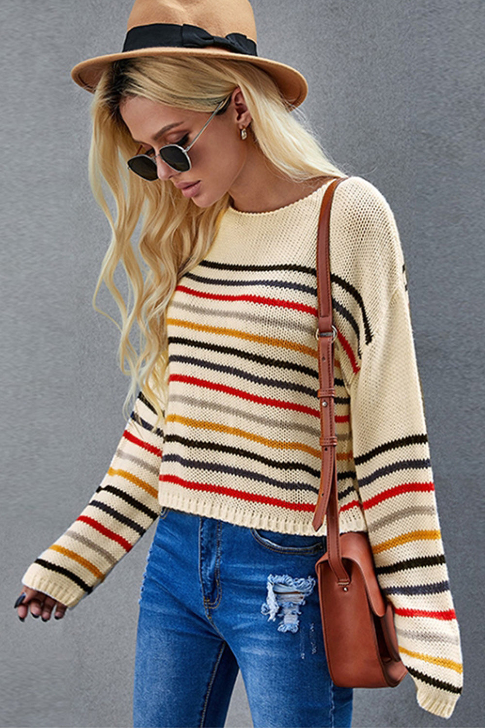 RadyRin Striped Long Sleeve Sweater for Effortless Style