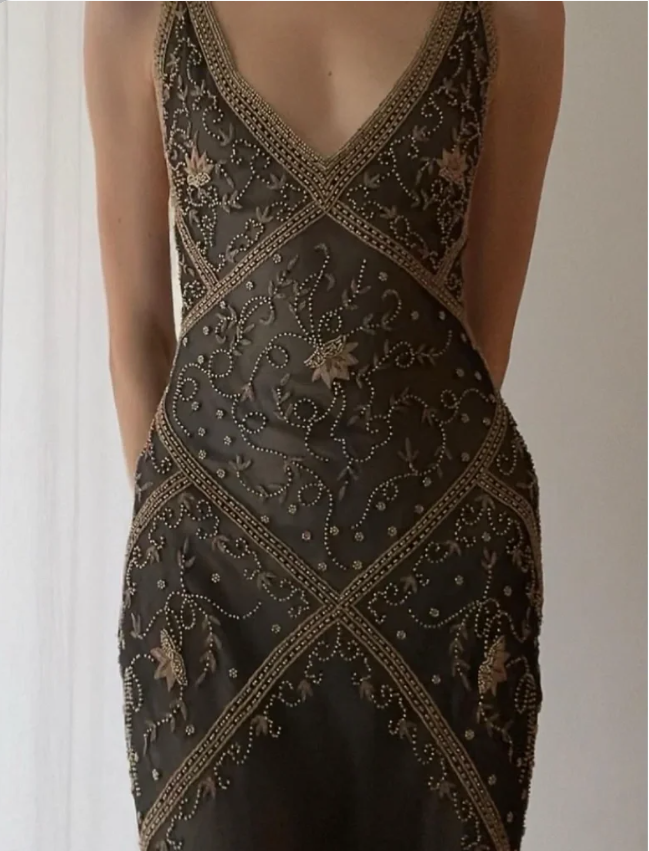 Vintage Black Mermaid V-Neck Backless Beaded Embroidered Chiffon Long Prom Dress Evening Dress P4215