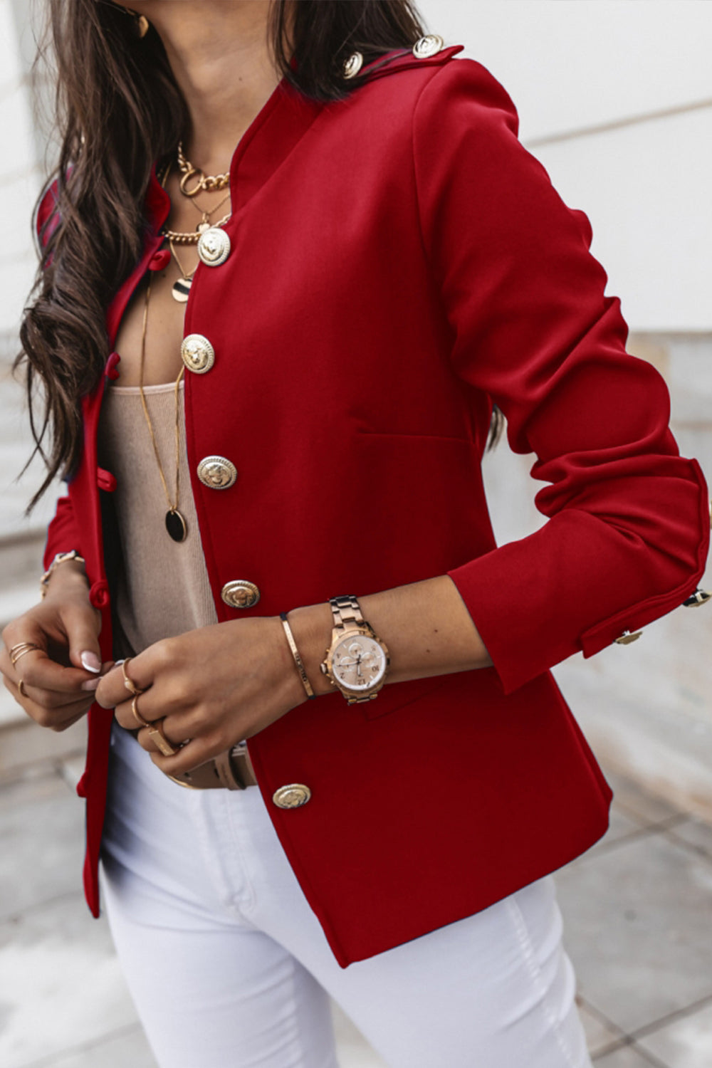 Tailored Long Sleeve Suit Jacket for Elegant Professional Style