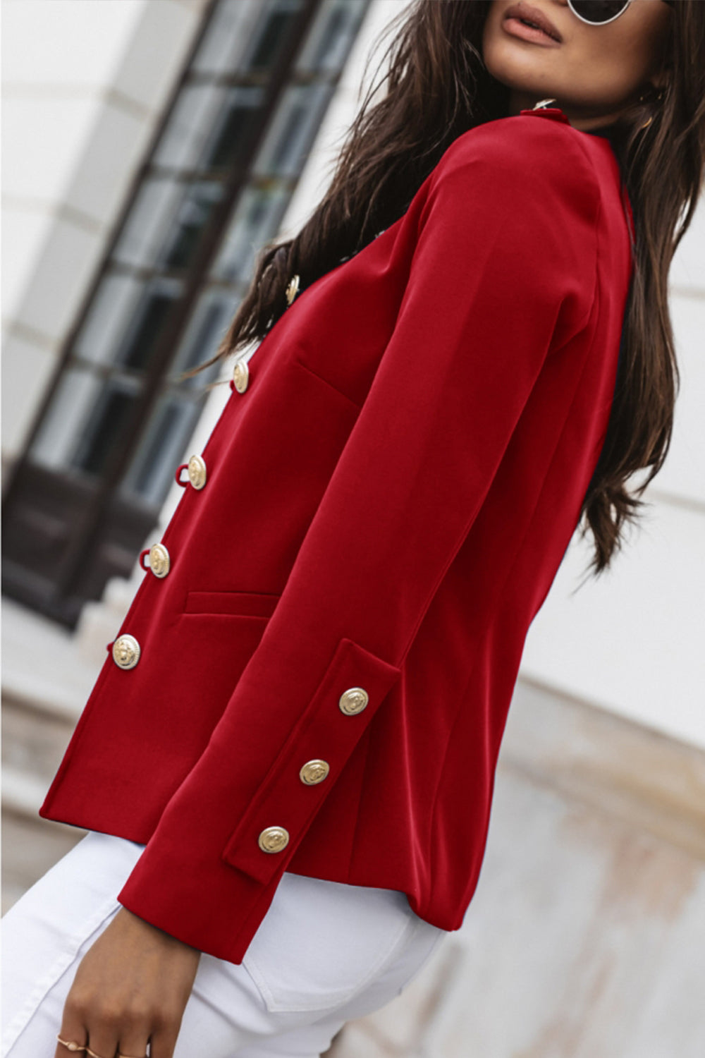 Tailored Long Sleeve Suit Jacket for Elegant Professional Style