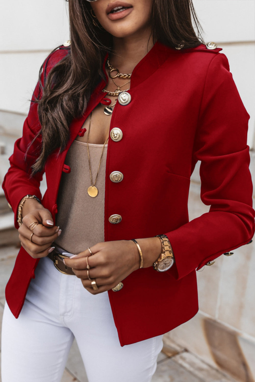 Tailored Long Sleeve Suit Jacket for Elegant Professional Style