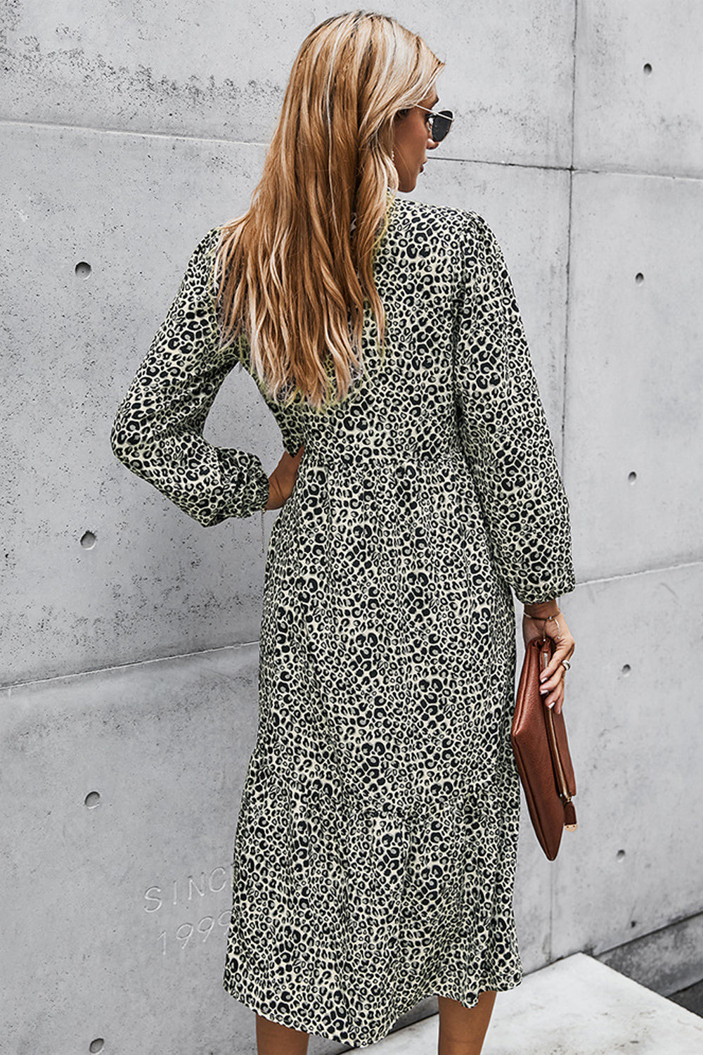 French Print Lace Up Bow Dress