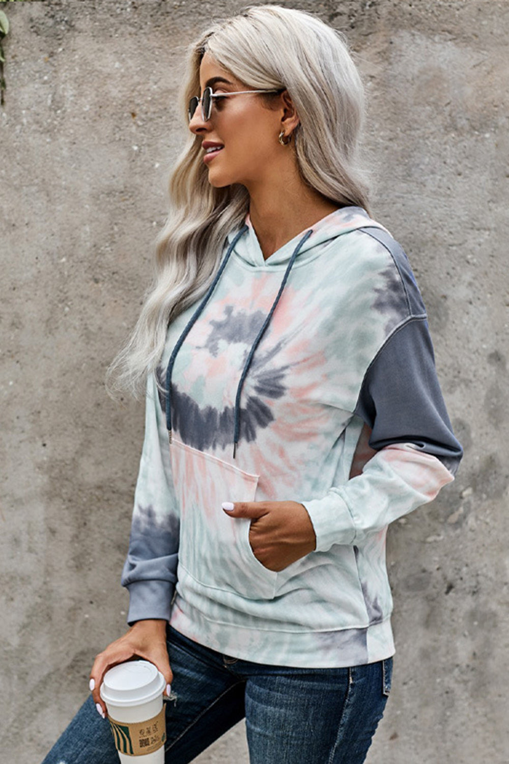 RadyRin Tie-dyed Hooded Pocket Sweater for Cozy Style