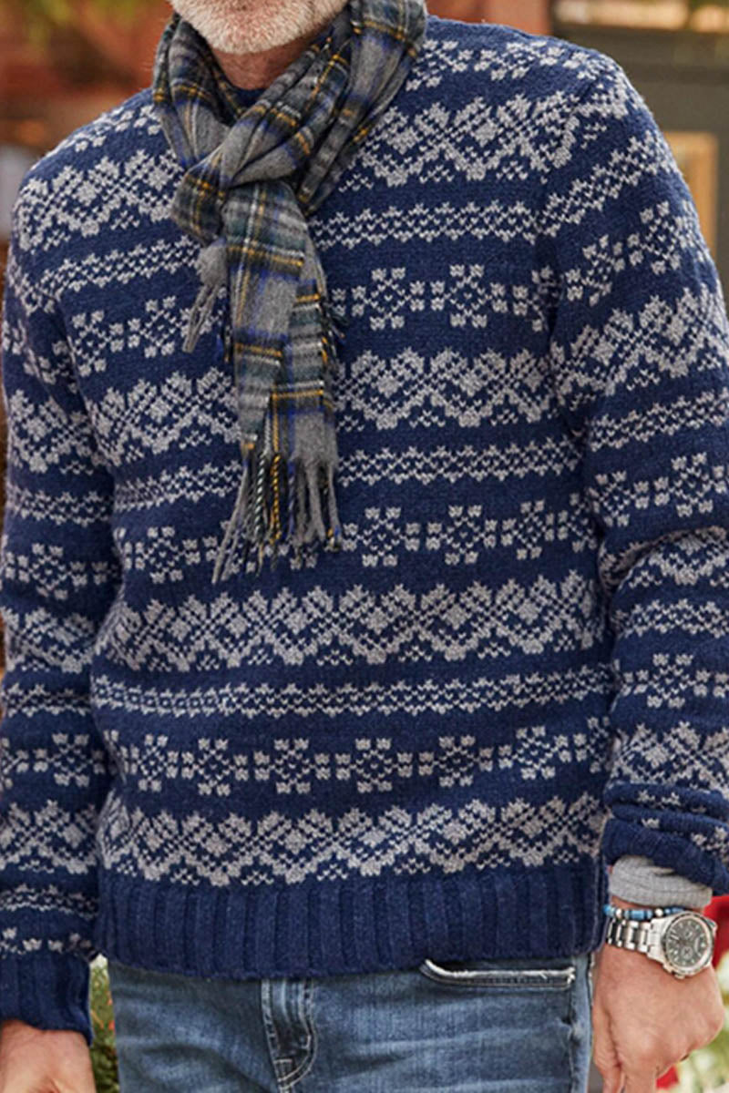 Uniqshe Men's New Round Neck Long Sleeve Knitted Sweater  Fashionpara