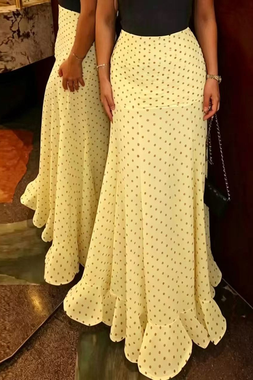 Polka Dot High Waist Maxi Skirt