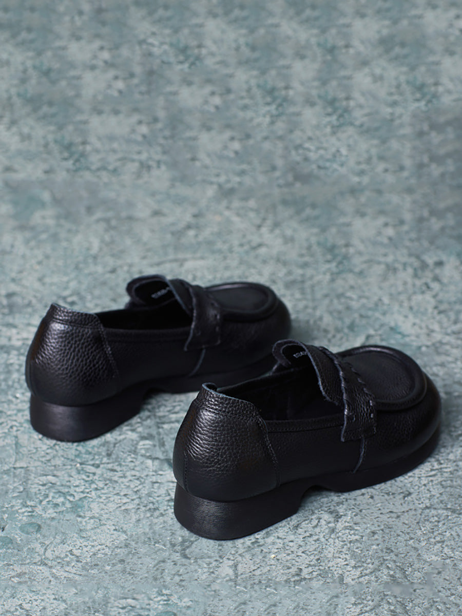 Vintage Genuine Solid Leather Low Heel Shoes