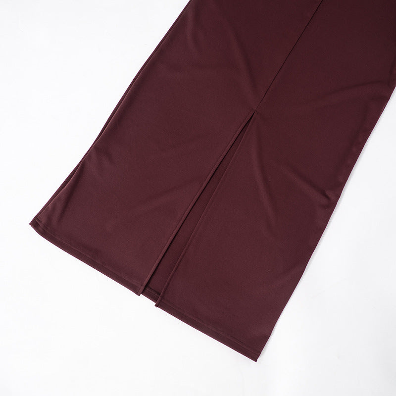 Hudson Maxi Dress With Stole And Gloves - Maroon
