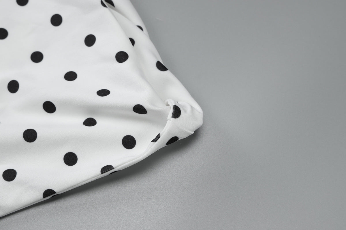 Polka Dot One-Shoulder Long-Sleeve Mini Dress 22
