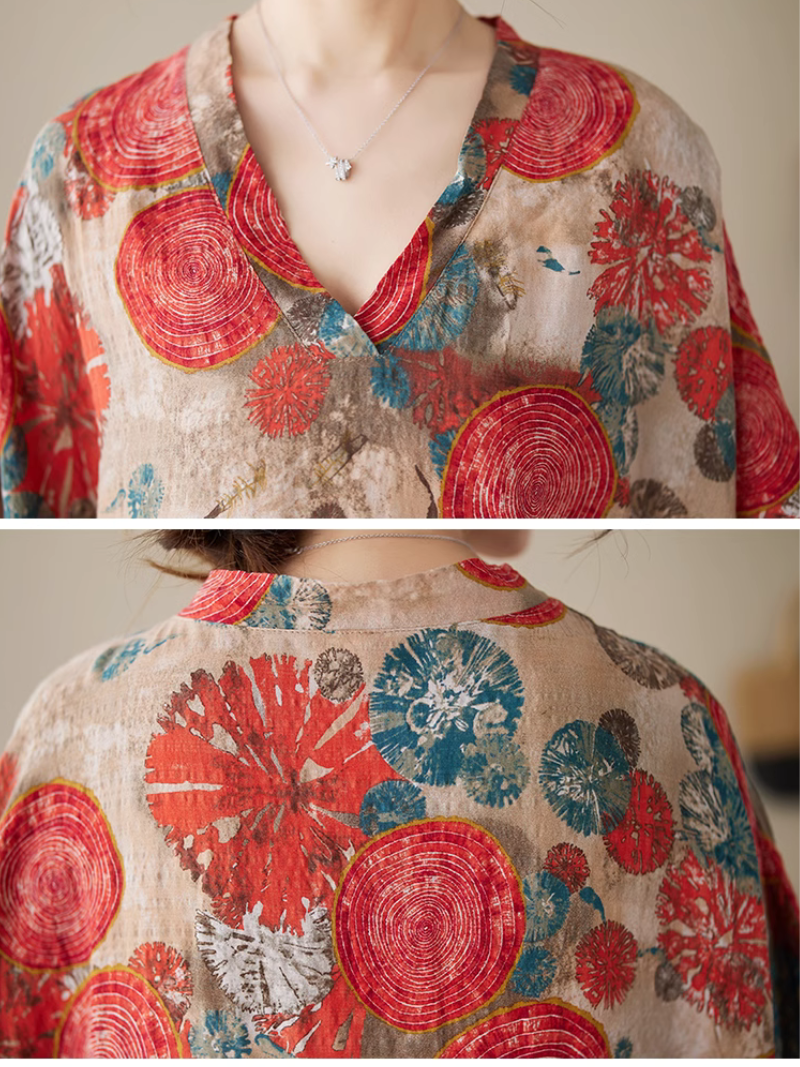 Medallion Print V-Neck Short-Sleeve Kaftan Maxi Dress 7