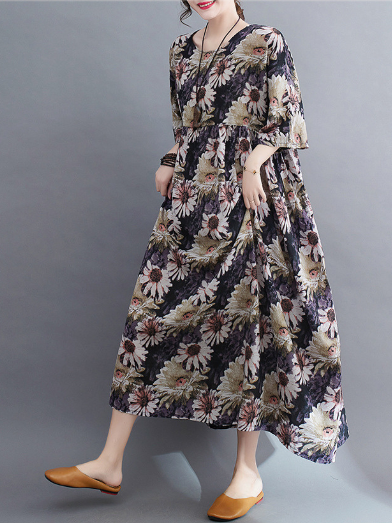 Beauty Queen Round Neck Smock Dress - Fashionpara