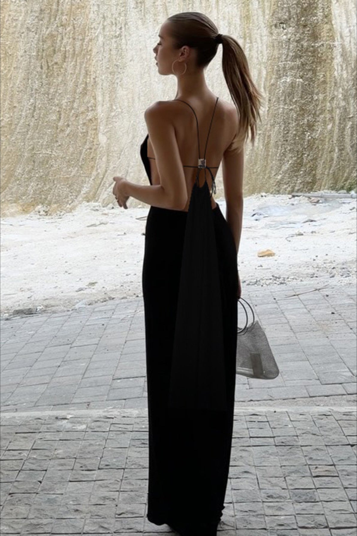 Scoop Neck Spaghetti Strap Backless Bodycon Maxi Dress