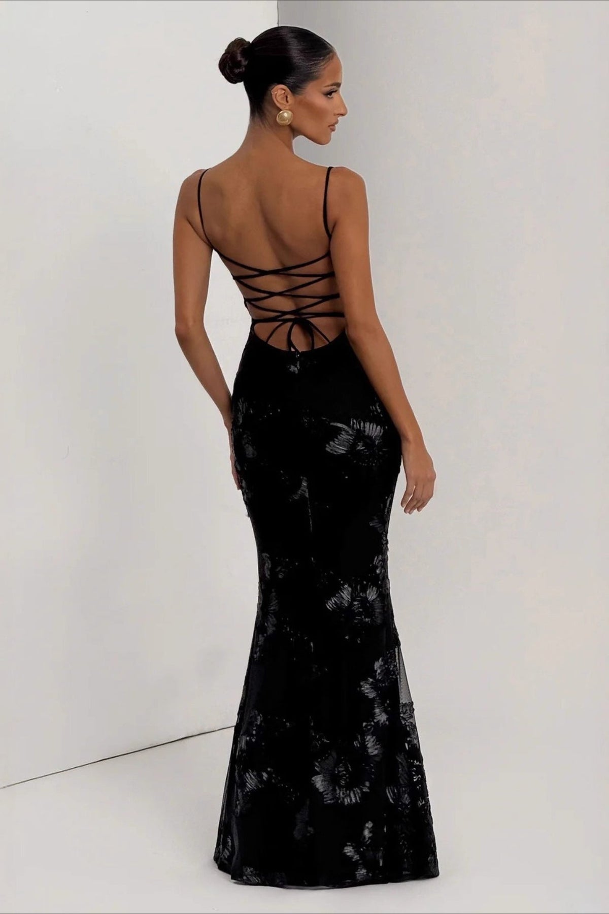 Floral Embroidered Sweetheart Corset Mermaid Gown 5