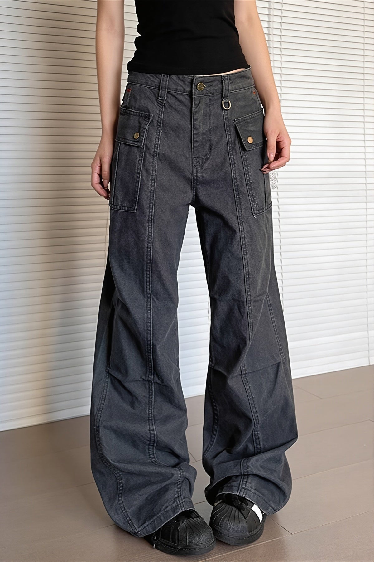 Multi Pocket Washed Cargo Pants