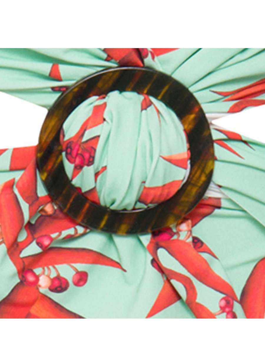 Multi color printed women's swimsuit with lace - Fashionpara