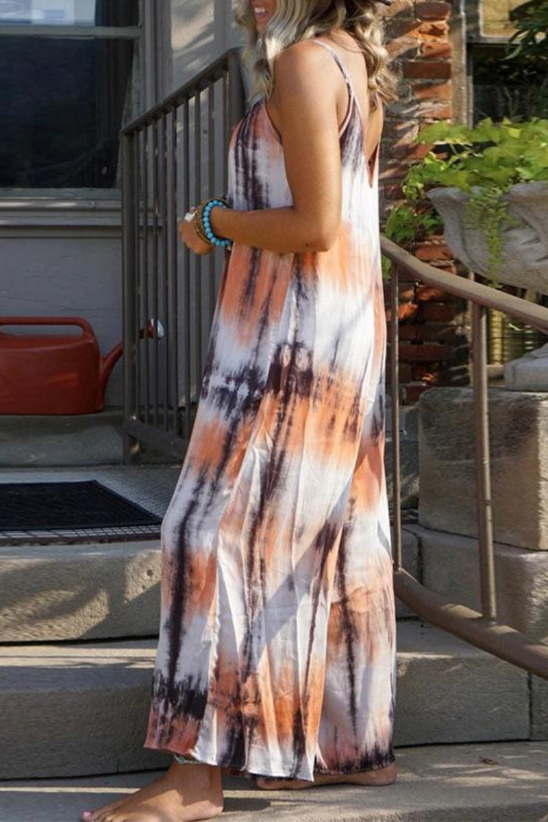 Tie Dye Stripe Casual Plus Size Maxi Dress  Fashionpara