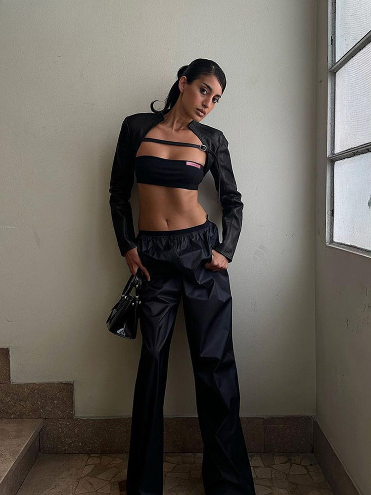 Extra Short Buckle Crop Jacket - Fashionpara