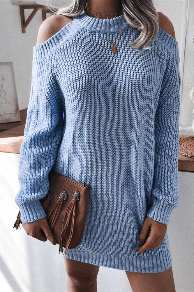 ShoptheCIC Strapless Long Sleeve Casual Sweater Dress