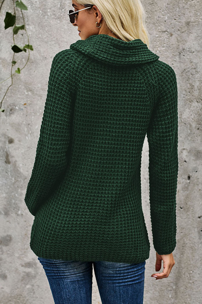 ShoptheCIC Diagonal Button Turtleneck Sweater for You