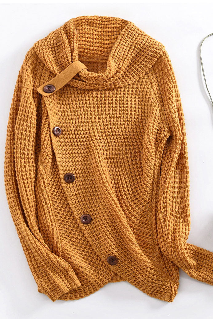 ShoptheCIC Diagonal Button Turtleneck Sweater for You
