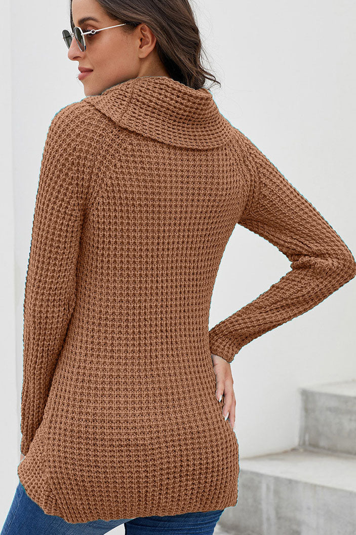 ShoptheCIC Diagonal Button Turtleneck Sweater for You