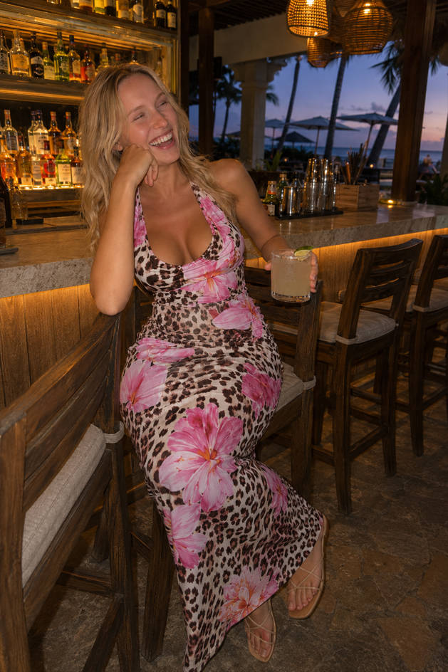 Floral Leopard Halter Neck Backless Maxi Dress 4