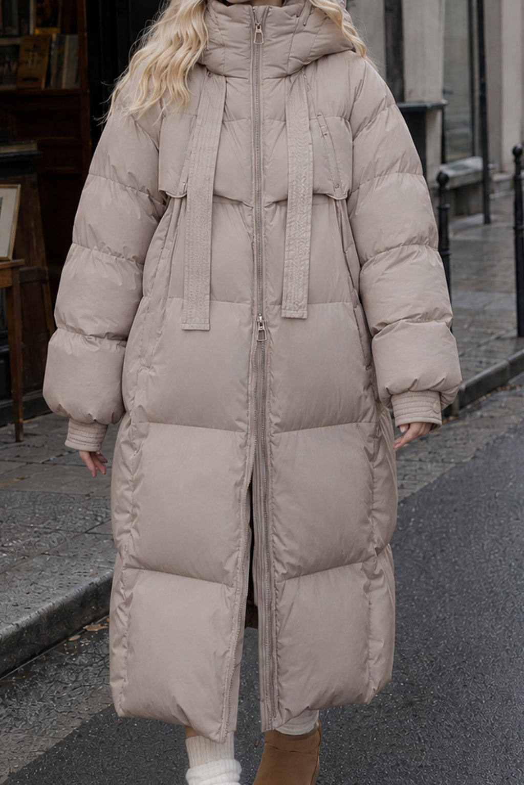 Long Hooded Puffer Jacket