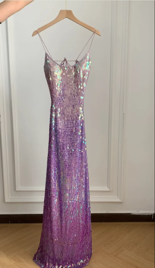Gorgeous And Dazzling Backless Sequined Long Prom Dress Evening Dress P4229