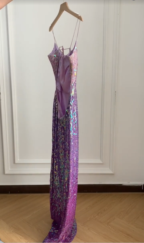 Gorgeous And Dazzling Backless Sequined Long Prom Dress Evening Dress P4229