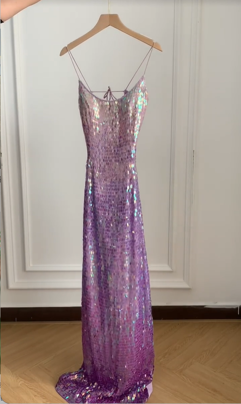 Gorgeous And Dazzling Backless Sequined Long Prom Dress Evening Dress P4229