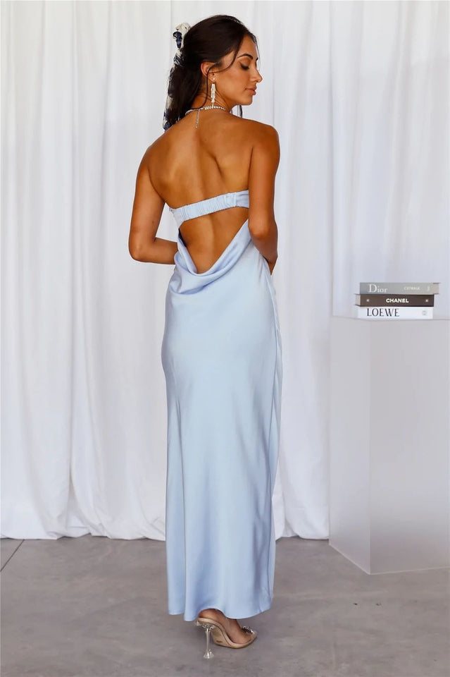 Satin Strapless Bias Cut Slip Midi Dress